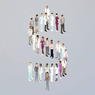 Doctors forming a dollar sign