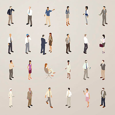 Illustration of isometric business people