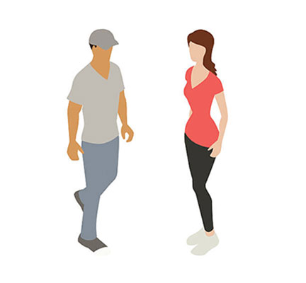 Illustration of a casual man and woman in isometric perspective