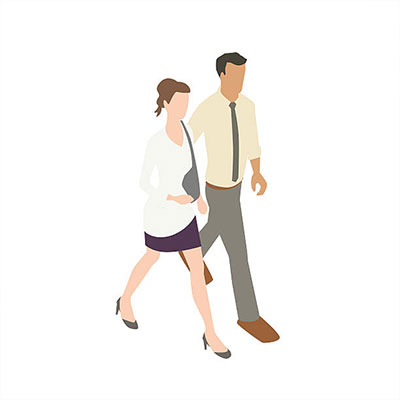 Illustration of an isometric couple walking