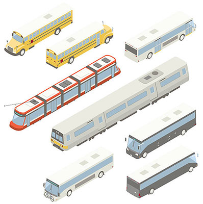Illustration of public transportation vehicles