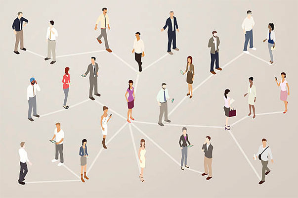 Illustrated network of business people