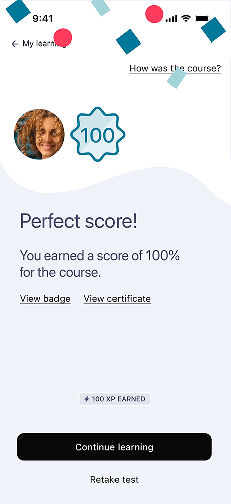 High-fidelity screenshot of the learning app