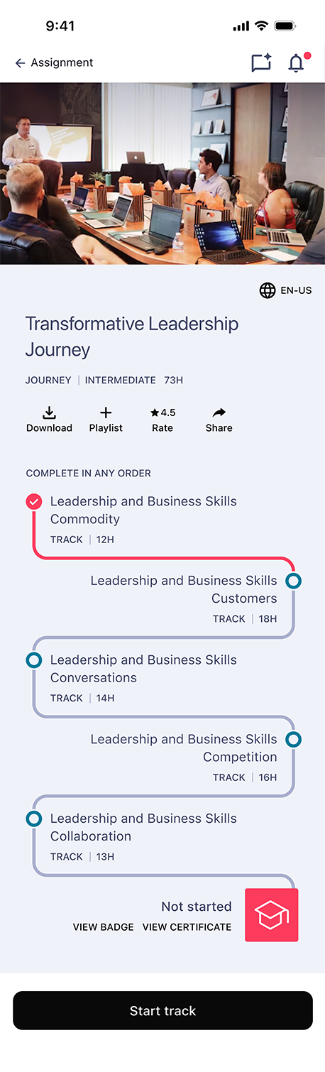High-fidelity screenshot of the learning app